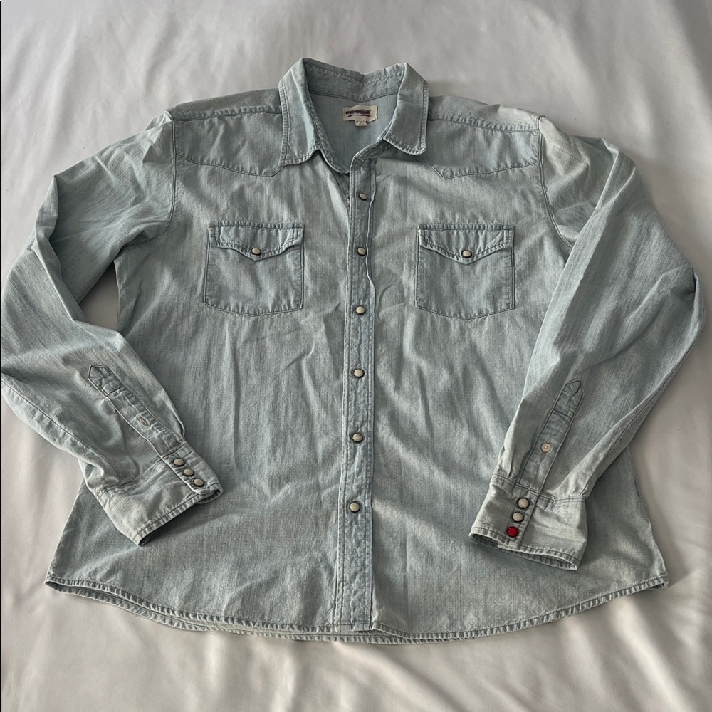 Koto Light-wash Denim Button Down Western Shirt